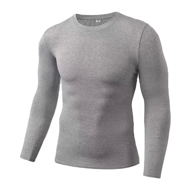Herren Kompressions-Laufshirt, Trainings-Jogging-Shirts, Fitnessstudio-Sportbekleidung, eng anliegendes Langarm-Sport-T-Shirt, schnelltrocknende Kleidung