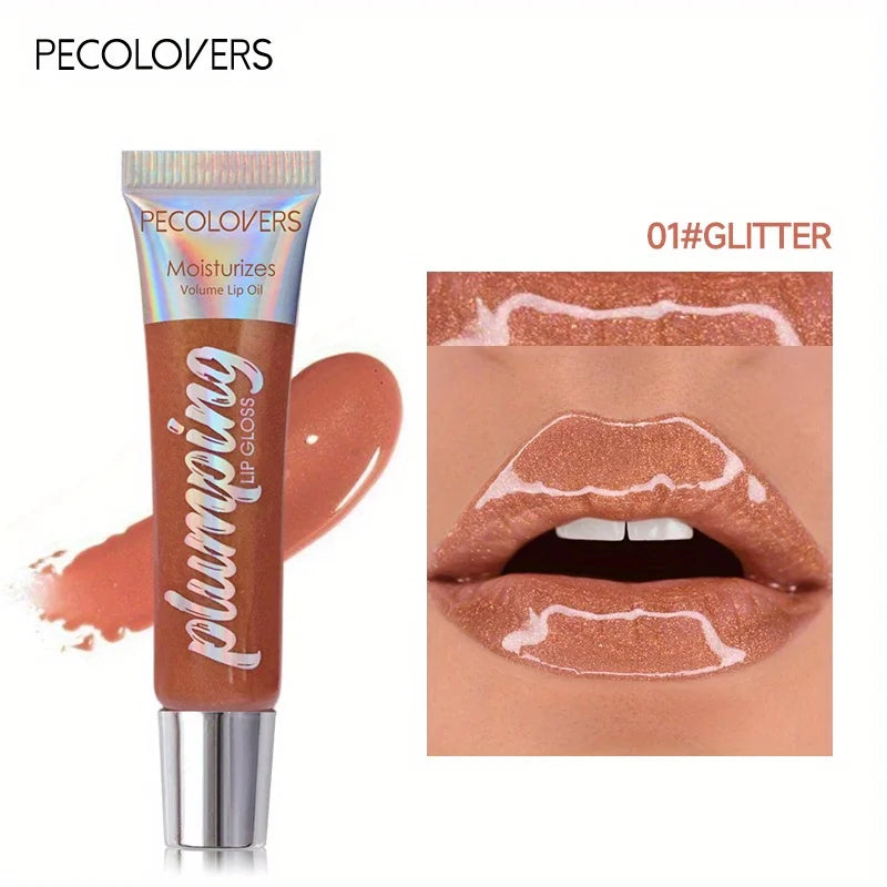 Glitzerndes Lippenöl Getönt Für Volleren Lippeneffekt, Kollagen-Lipgloss, Feuchtigkeitsspendende Lippenpflege Extreme Volumen Lippenessenz Lippenverstärker