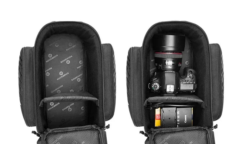 ROCKBROS Fahrradtasche 2-in-1 Reisefotografie Sport Fitness Umhängetasche PU Fahrradgepäckträger Rücksitz Aufbewahrungsbox Fahrradausrüstung