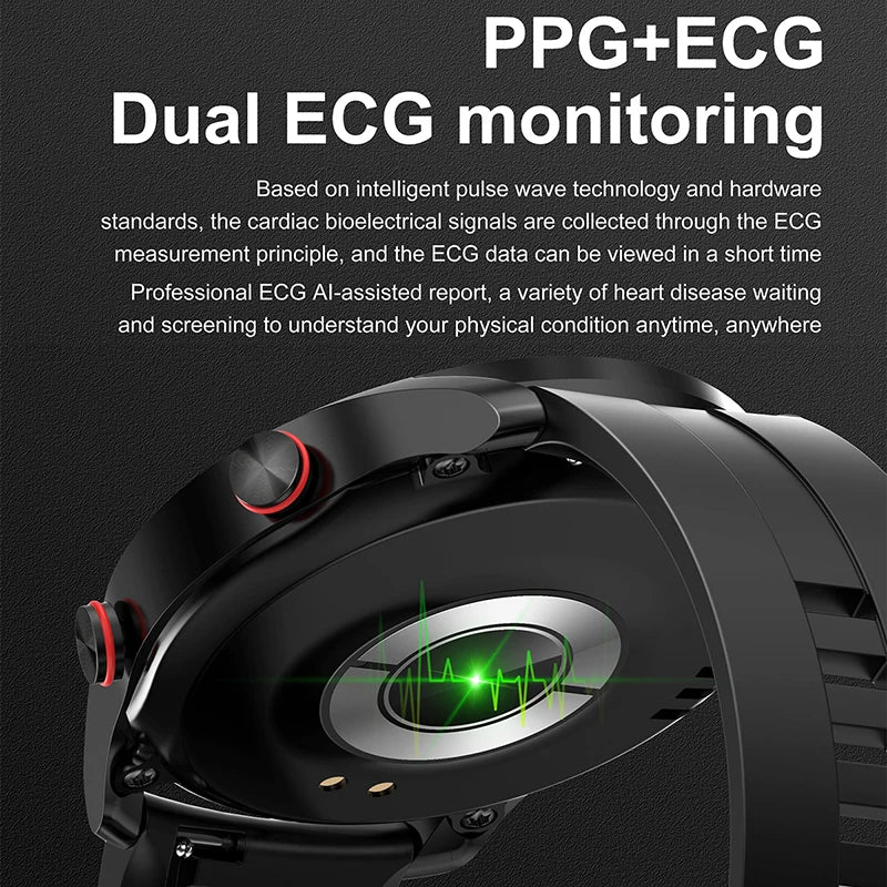 EKG+PPG Bluetooth Anruf Smartwatch Herren Gesundheits Herzfrequenz Blutdruck Fitness Sportuhren Wasserdichte Smartwatch Für Männer