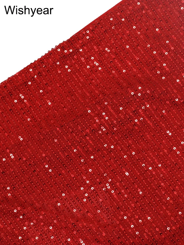 Neues Luxus-Geburtstags-Rot-Kapuzenkleid für Damen, sexy tiefer V-Ausschnitt, Pailletten, Glitzer, Mesh, durchsichtig, offener Rücken, glitzerndes Abendkleid