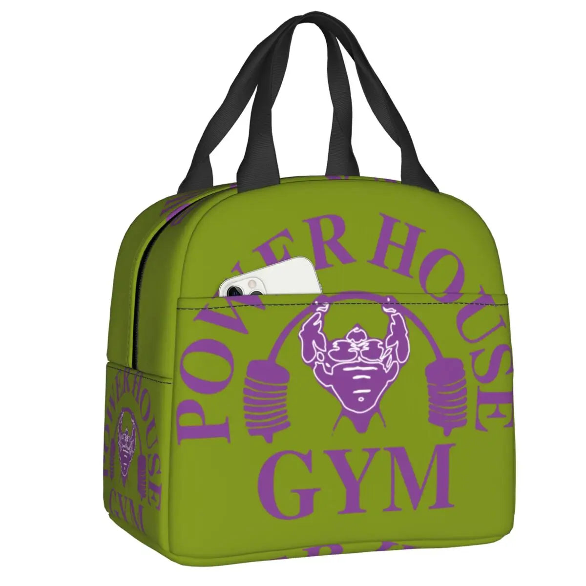 Powerhouse Gym Logo Insulated Lunch Bags for Work School Bodybuilding Fitness Portable Thermal Cooler Bento Box Women Kids