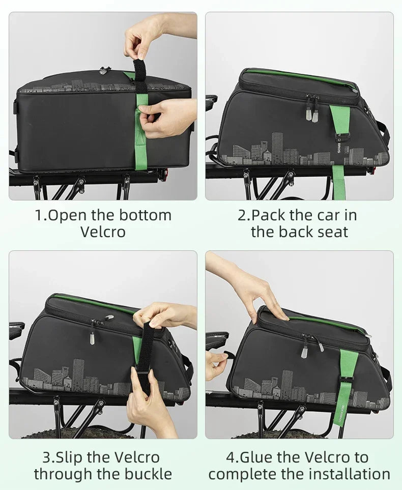 ROCKBROS Fahrradtasche 2-in-1 Reisefotografie Sport Fitness Umhängetasche PU Fahrradgepäckträger Rücksitz Aufbewahrungsbox Fahrradausrüstung