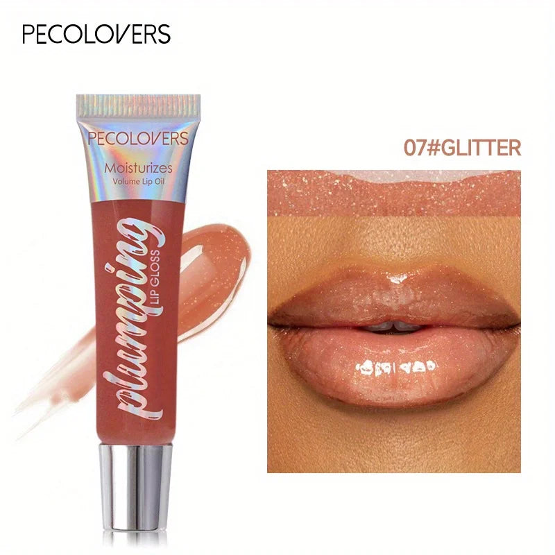 Glitzerndes Lippenöl Getönt Für Volleren Lippeneffekt, Kollagen-Lipgloss, Feuchtigkeitsspendende Lippenpflege Extreme Volumen Lippenessenz Lippenverstärker