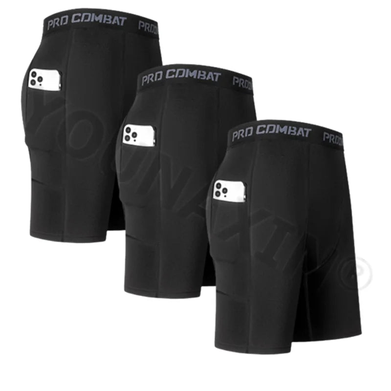 3 Pcs Men's Underwear Boxer Breifts Long Panties Sports Shorts With Pocket Fitness Training Running Undies S M L XL 2XL 3XL