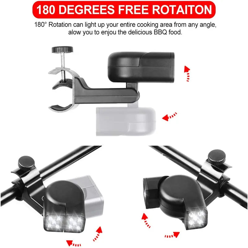 Tragbare BBQ Grillleuchte LED-Licht Taschenlampe Beleuchtungslampe mit Griffhalterungsclip für Barbecue Grillen Outdoor-Zubehör