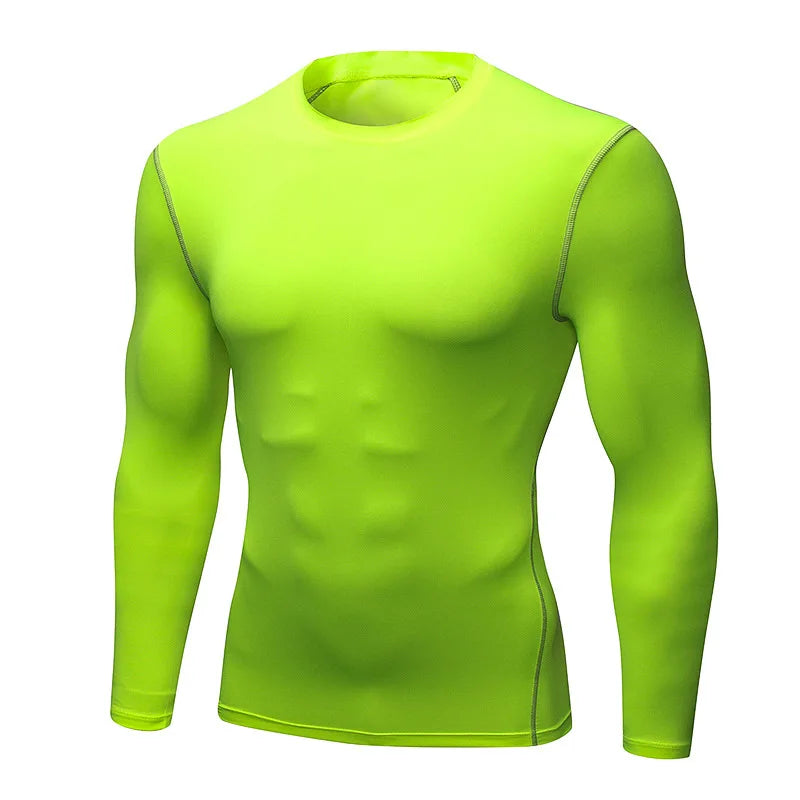 Herren Kompressions-Laufshirt, Trainings-Jogging-Shirts, Fitnessstudio-Sportbekleidung, eng anliegendes Langarm-Sport-T-Shirt, schnelltrocknende Kleidung
