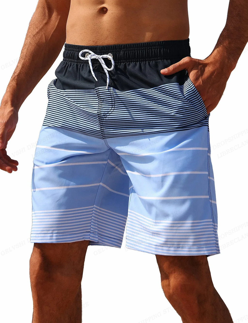 2025 Neue Herren Casual Shorts Fitness Shorts Sommer Atmungsaktive 3D Badeshorts Herren Klassische Strand Schnelltrocknende Shorts