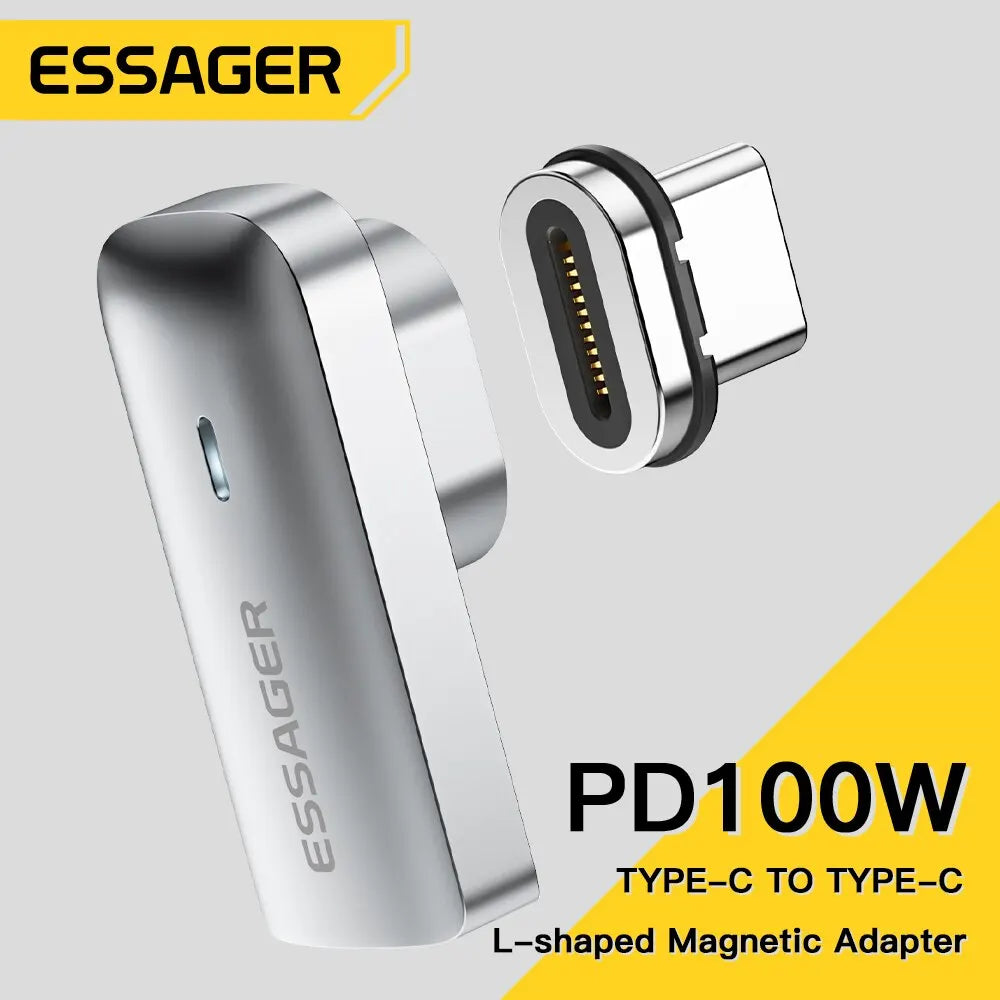 Essager PD 100W Magnetischer USB C OTG Adapter Schnellladung Typ C Magnetischer Anschluss 20Gbp Datensynchronisation 4K@60Hz für Macbook Laptop