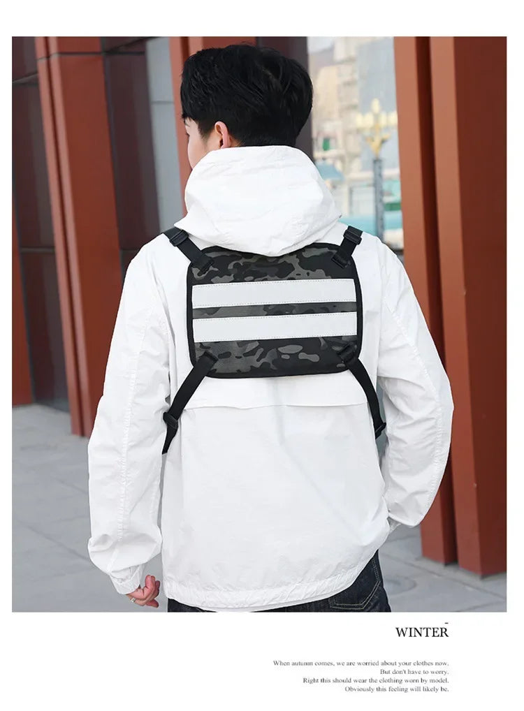 Funktion 2026 Neue Brusttasche Weste Outdoor Hip Hop Sport Fitness Herren Schutz Reflektierende Top Weste Radfahren Angeln Westen Mochila