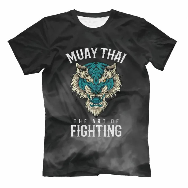 Herren Boxen Muay Thai T-Shirt Mode Sommer Oversized T-Shirts Casual Herren Fitnessstudio Fitness Kampf Training Sportbekleidung