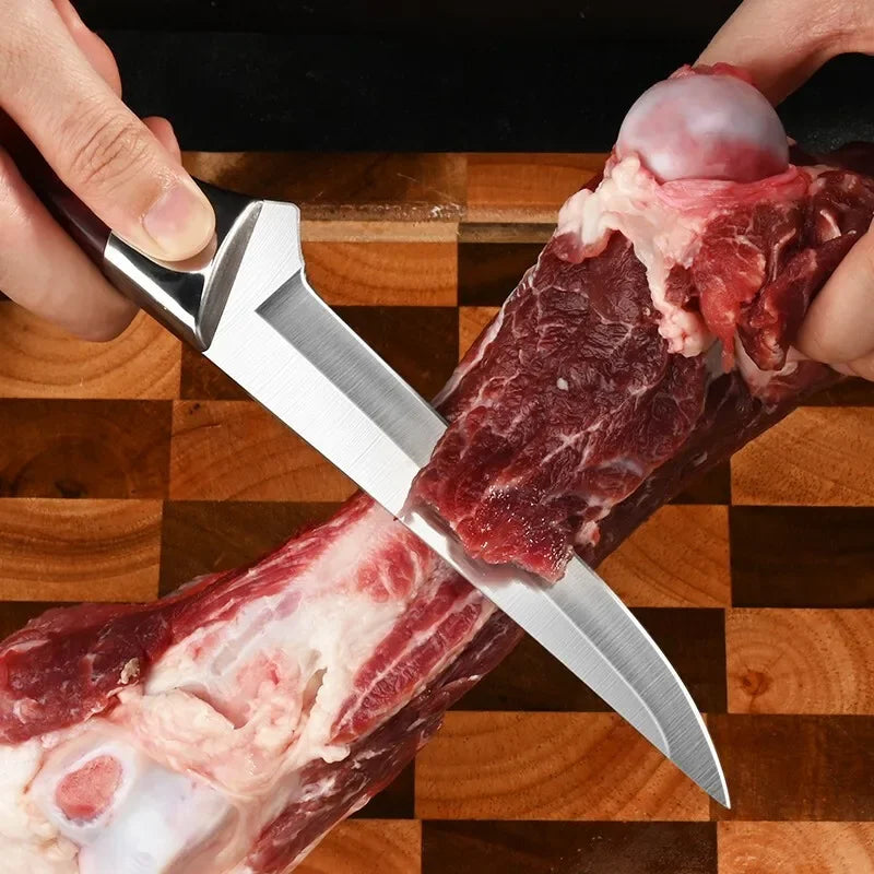 Küchenausbeinmesser Edelstahl Fleischermesser Obstschälmesser ABS-Griff Schweinefleisch Rindfleisch Schaf Fisch Schneidemesser mit Abdeckung
