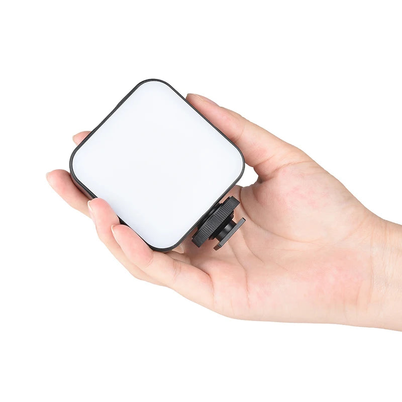 Miniluz de vídeo LED portátil, iluminación fotográfica de 6500 K, lámpara de relleno para selfie de teléfono móvil y transmisión en vivo con 3 zapatas frías, lámpara para vlogs