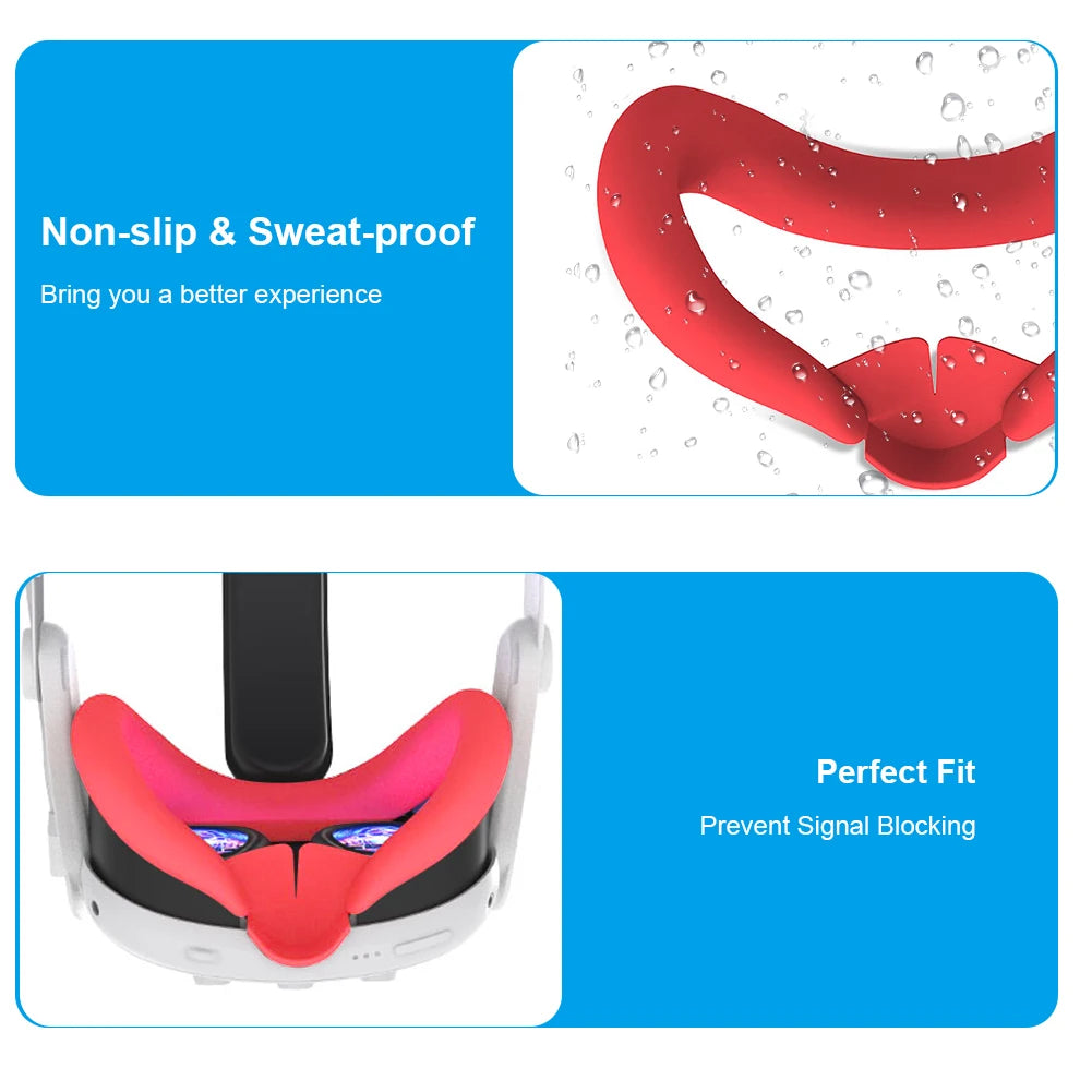 Silicone VR Mask Face Cushion Sweatproof Face Mask LightproofMask Face Pad Washable Replacement for Meta Quest 3 Accessories
