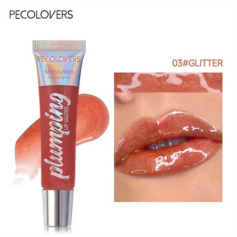 Glitzerndes Lippenöl Getönt Für Volleren Lippeneffekt, Kollagen-Lipgloss, Feuchtigkeitsspendende Lippenpflege Extreme Volumen Lippenessenz Lippenverstärker