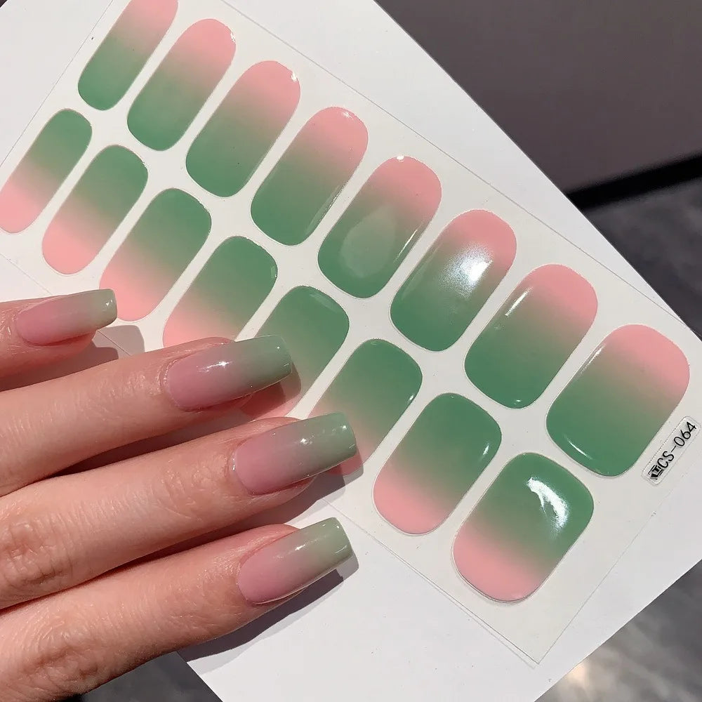 Semi-cured Gel-Nagelsticker, einfarbig, halbgebackene Nagelspitzen, vollständige Aufkleber, UV-Lampe erforderlich