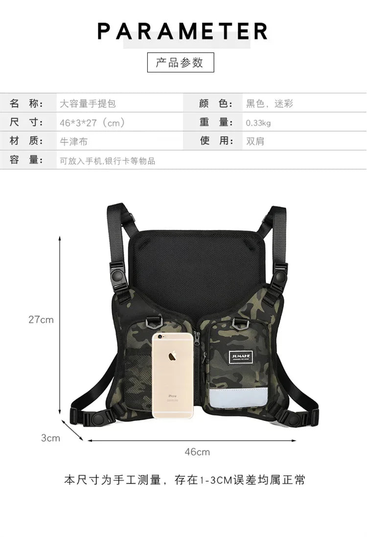 Funktion 2026 Neue Brusttasche Weste Outdoor Hip Hop Sport Fitness Herren Schutz Reflektierende Top Weste Radfahren Angeln Westen Mochila