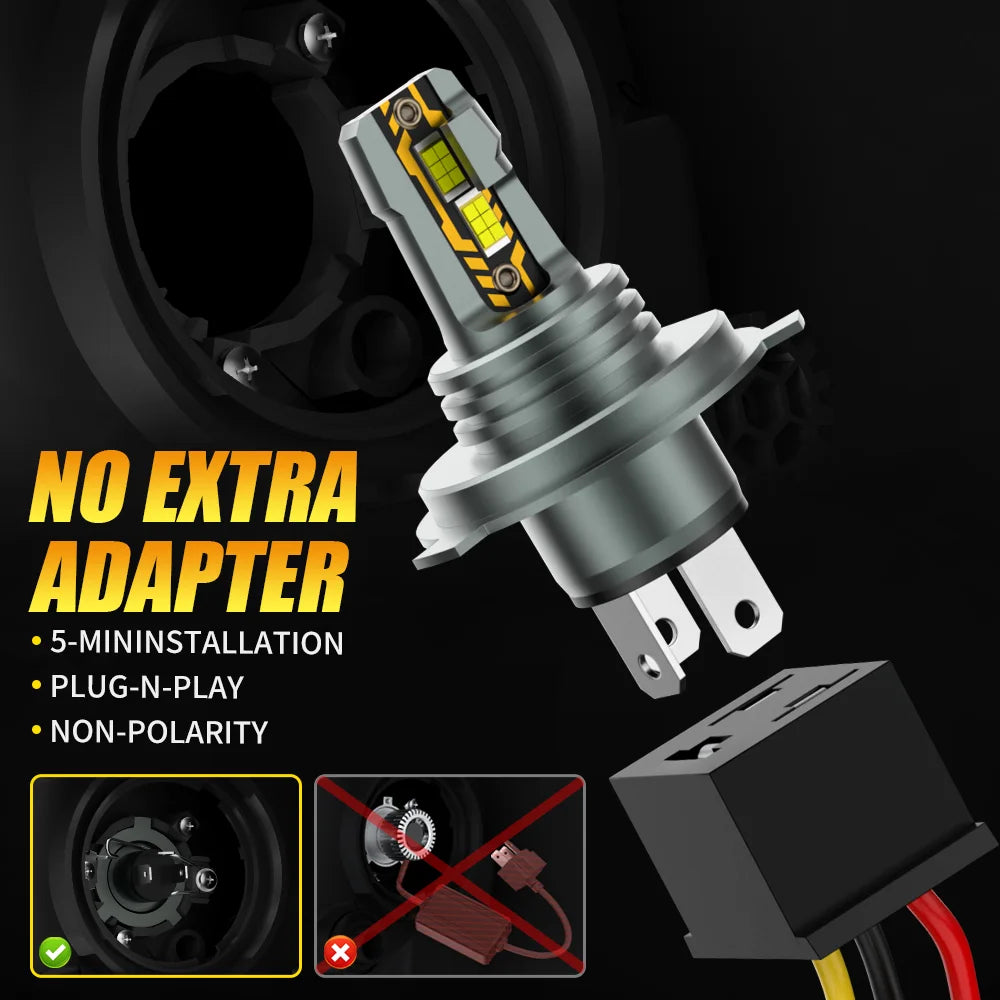 AILEO 2Pcs Led Lights H4 High Low Beam High Quality 20000Lm 90W H7 CSP Headlight Bulb For Car 6500K Day Running Automobile Lamp