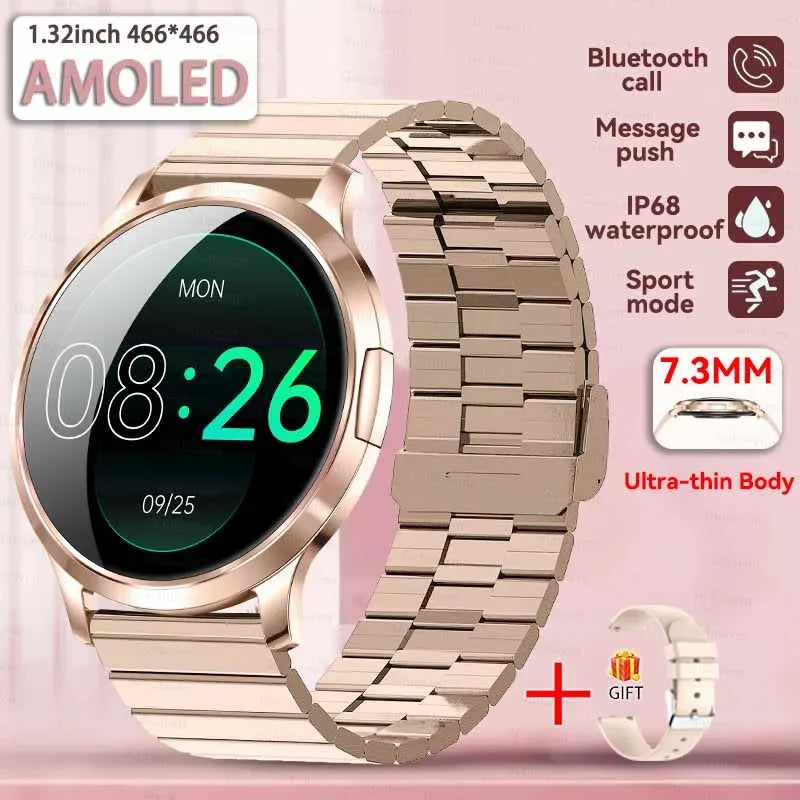 2025 NEW Smart Watch Women 1.32"AMOLED Sport Fitness Bracelet Custom Dial Watches Men Heart Rate  Bluetooth Call lady Smartwatch