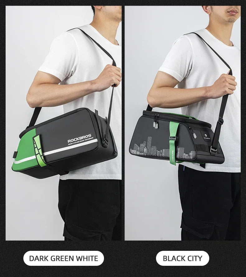 ROCKBROS Fahrradtasche 2-in-1 Reisefotografie Sport Fitness Umhängetasche PU Fahrradgepäckträger Rücksitz Aufbewahrungsbox Fahrradausrüstung