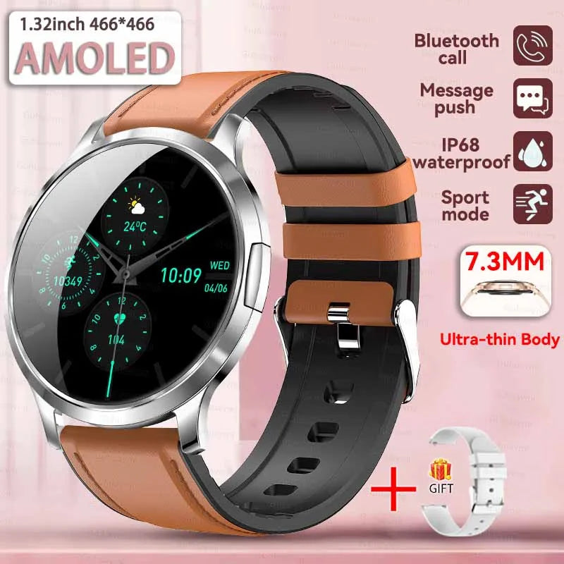 2025 NEW Smart Watch Women 1.32"AMOLED Sport Fitness Bracelet Custom Dial Watches Men Heart Rate  Bluetooth Call lady Smartwatch
