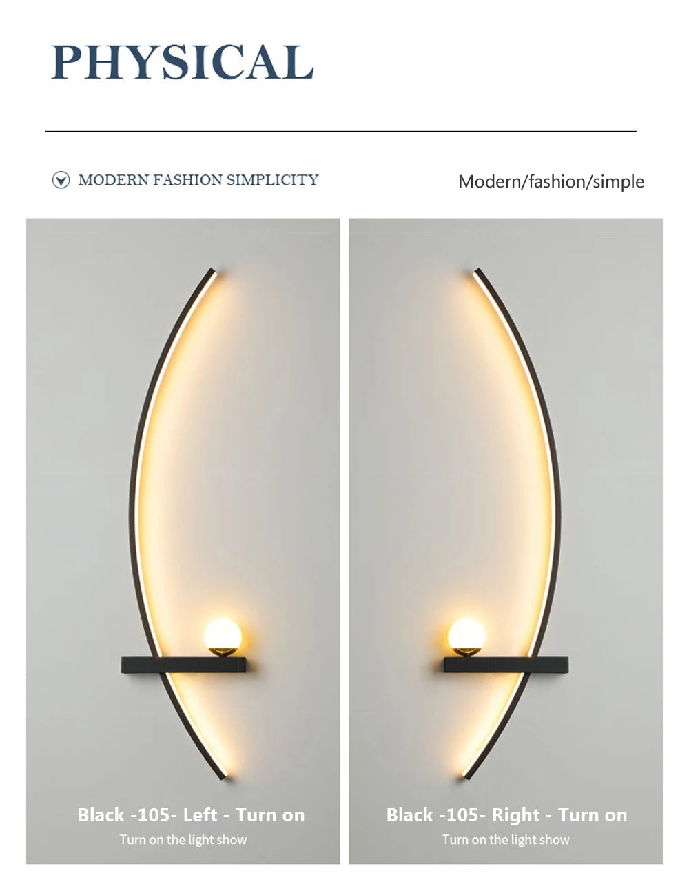 LED Wandlampe 55/105CM Smarte Fernbedienung Links Rechts Beleuchtung Wandleuchte Schlafzimmer Nachttisch Wohnzimmer Zuhause LED Lichter Leuchte