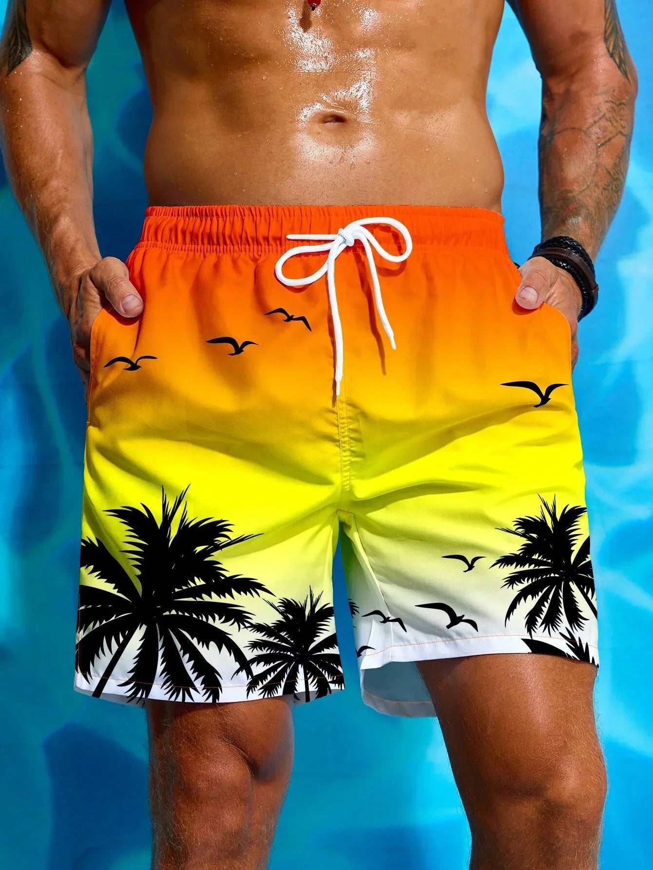 2025 New Men's Casual Shorts Fitness Shorts Summer Breathable 3D Beach Shorts Men's Classic Beach Quick Drying Shorts