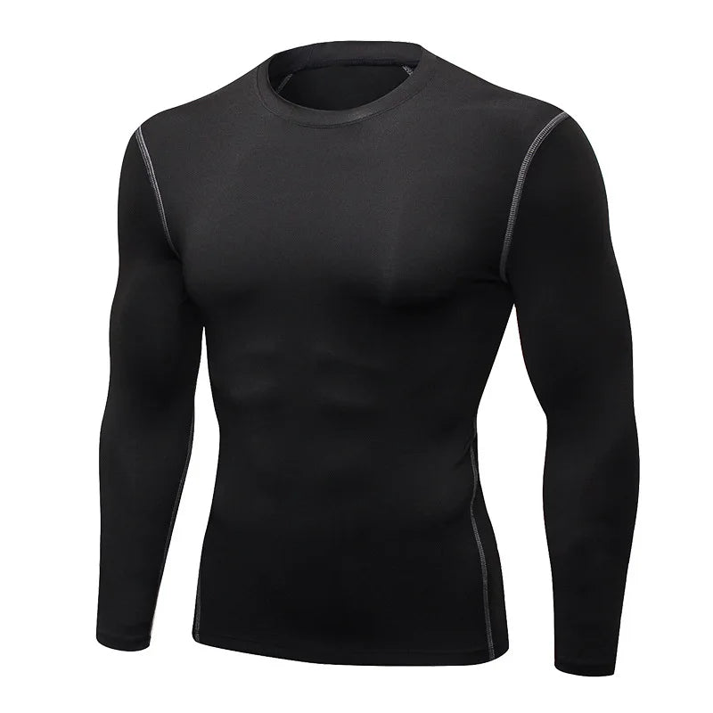 Herren Kompressions-Laufshirt, Trainings-Jogging-Shirts, Fitnessstudio-Sportbekleidung, eng anliegendes Langarm-Sport-T-Shirt, schnelltrocknende Kleidung