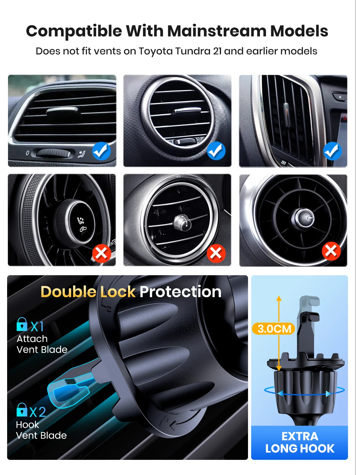 TOPK Magnetic Car Phone Holder 360 Rotation Air Vent Car Phone Mount Upgrade Hook Clip Phone Car Stand for Cellphones