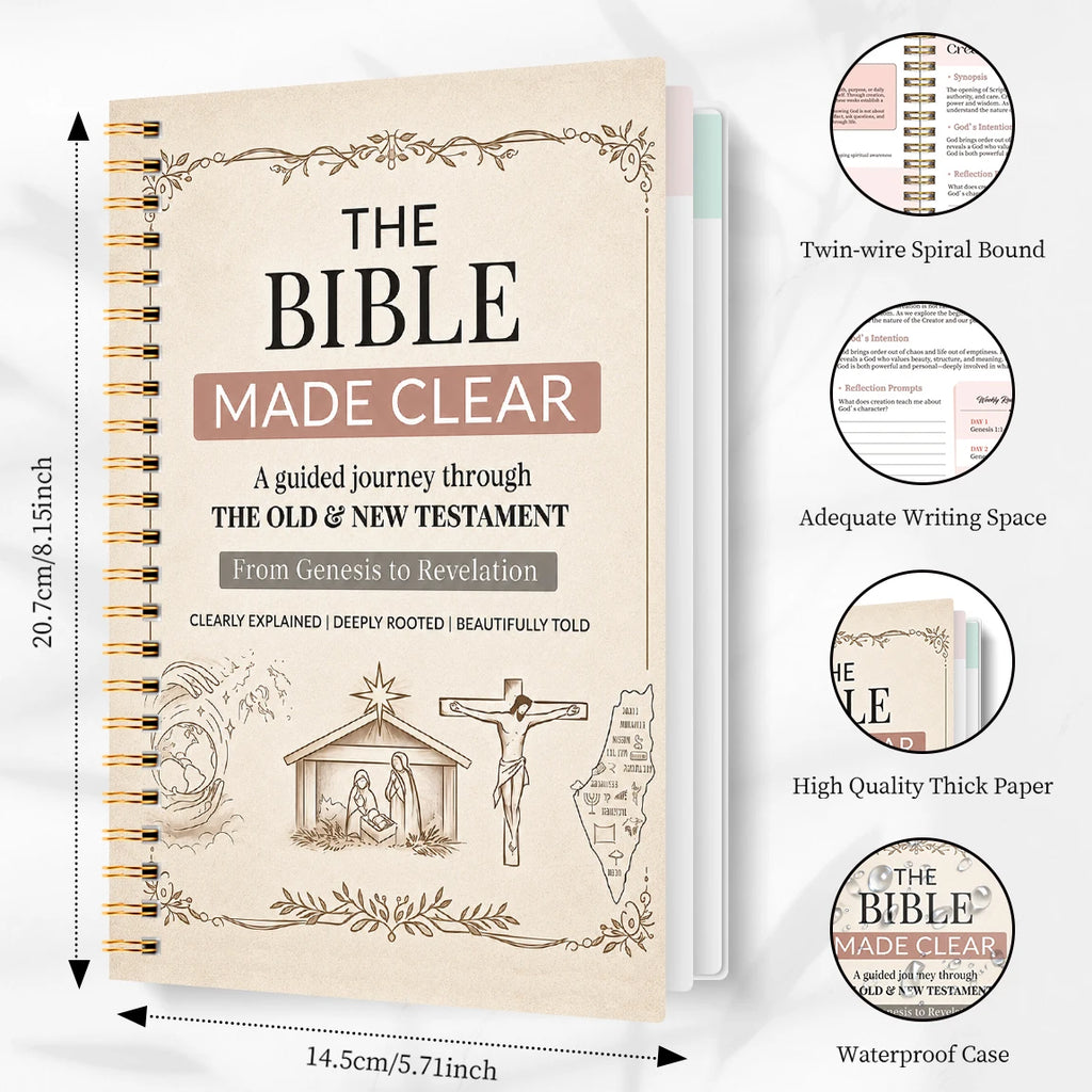 1pc 8-Week Bible Study Planner, 8.15×5.67in Twin-Wire Devotional Journal, Scripture Reading & Reflection Notebook