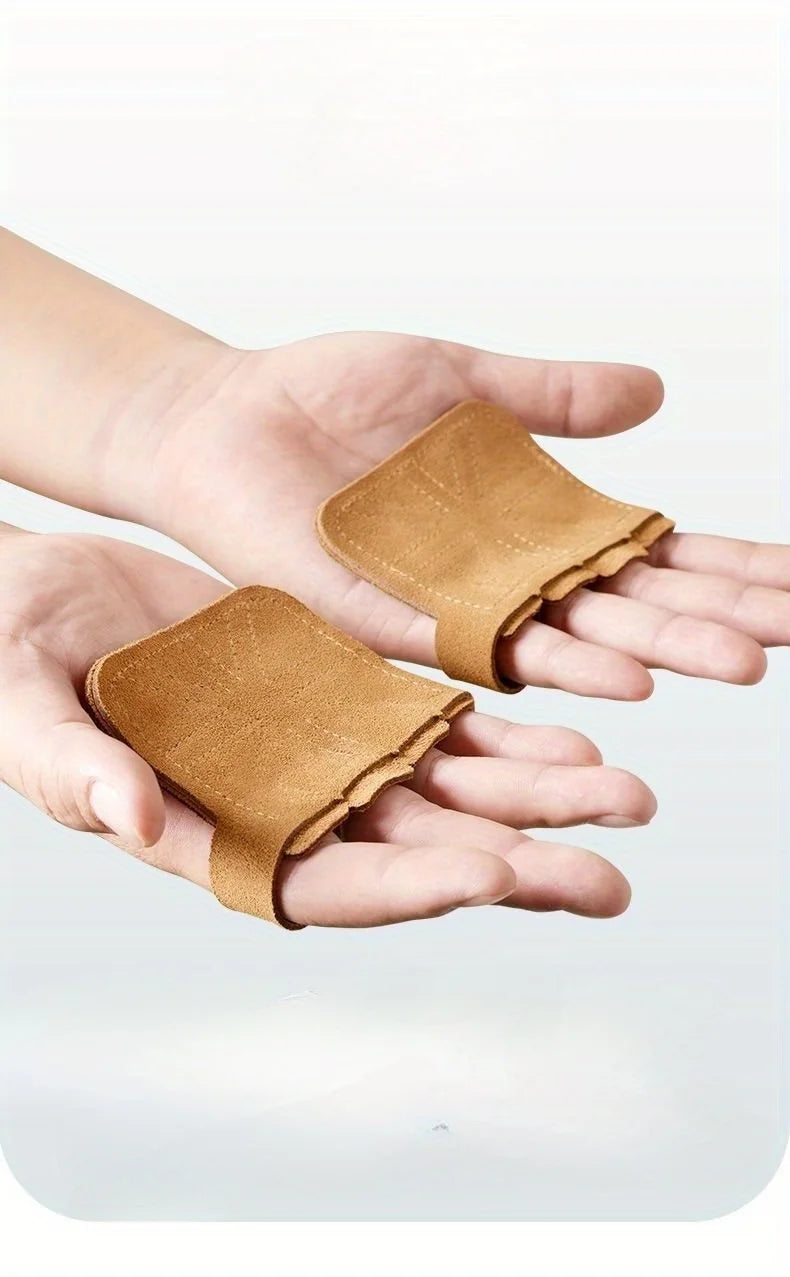 2 pares de guantes de fitness para dominadas | Protección de palma de cuero vacuno multicolor | Agarre antideslizante y resistente al desgaste