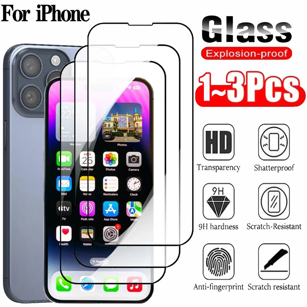 Glass Film For iPhone 18 17 16 15 Pro Max Screen Protector For iPhone 11 12 13 14 15 Pro Tempered Glass IPhone13 Mini 16 Plus