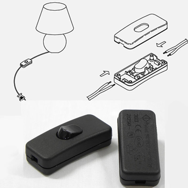 Tisch-Schreibtischlampen-Kabel-Wippschalter Lichtschalter AC 250V EIN/AUS-Steuerung für LED-Leuchten Verdrahtung Elektrischer Schalter