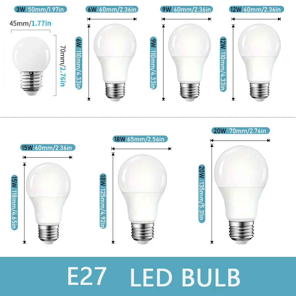 10 Stk. LED-Lampe E27 B22 E14 220V LED-Lampe SMD2835 Bombilla 3W 6W 9W 12W 15W 18W 20W LED-Leuchten Energiesparend für Innenräume Schlafzimmer Zuhause