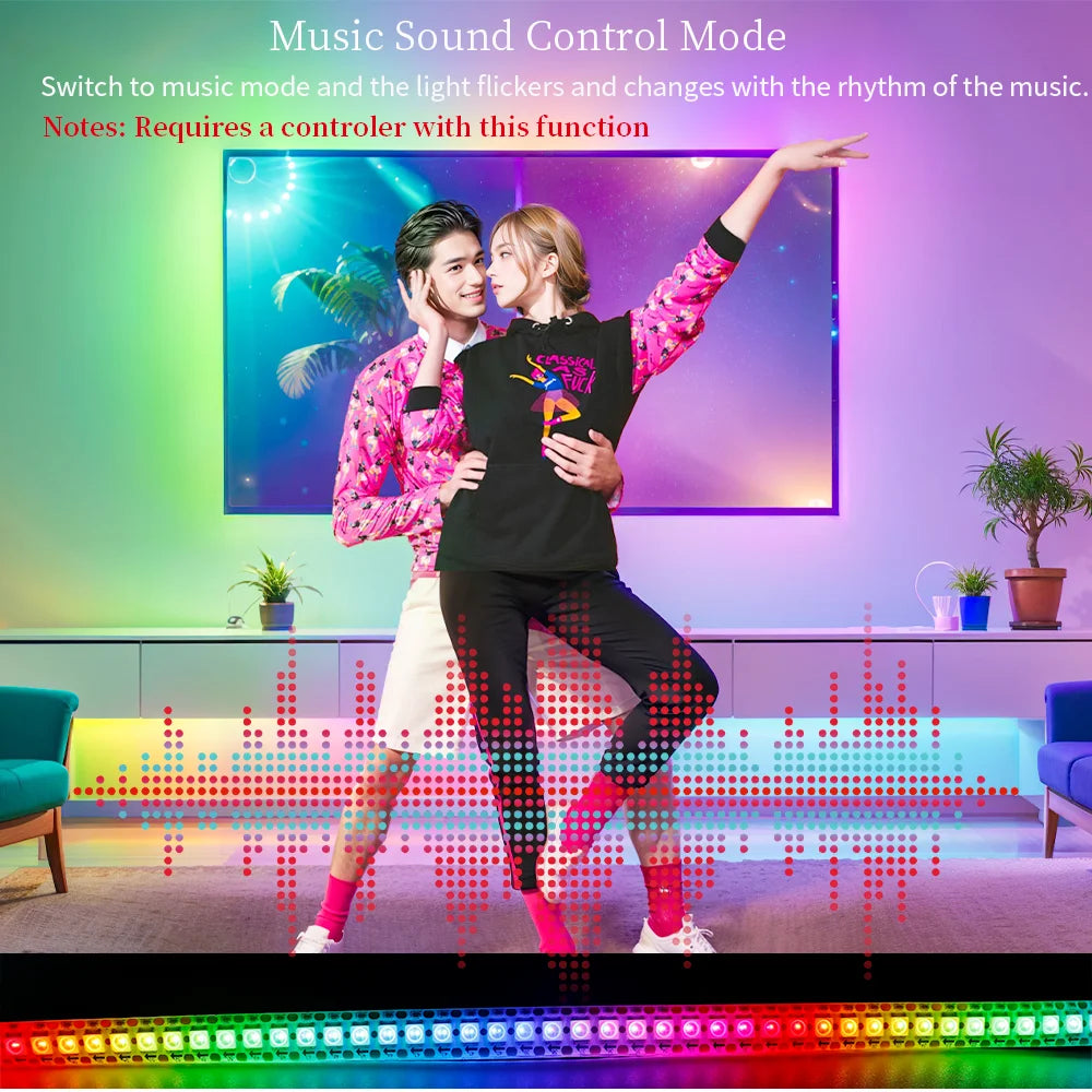 WS2815 Addressable LED lights RGBIC Color soft Led strip light with USB/DC17keys controller control Home Decoration lamp DC12V