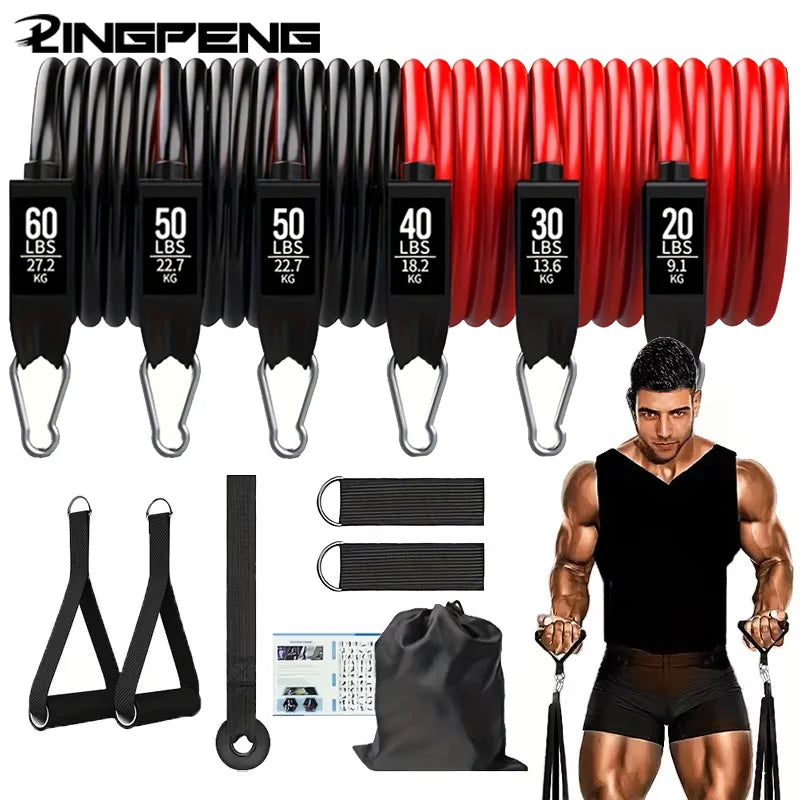 Multi Functional Resistance Exercise Set, Tension Rope, Fitness Tension Belt, Elastic Rope, and Portable Fitness Equipment