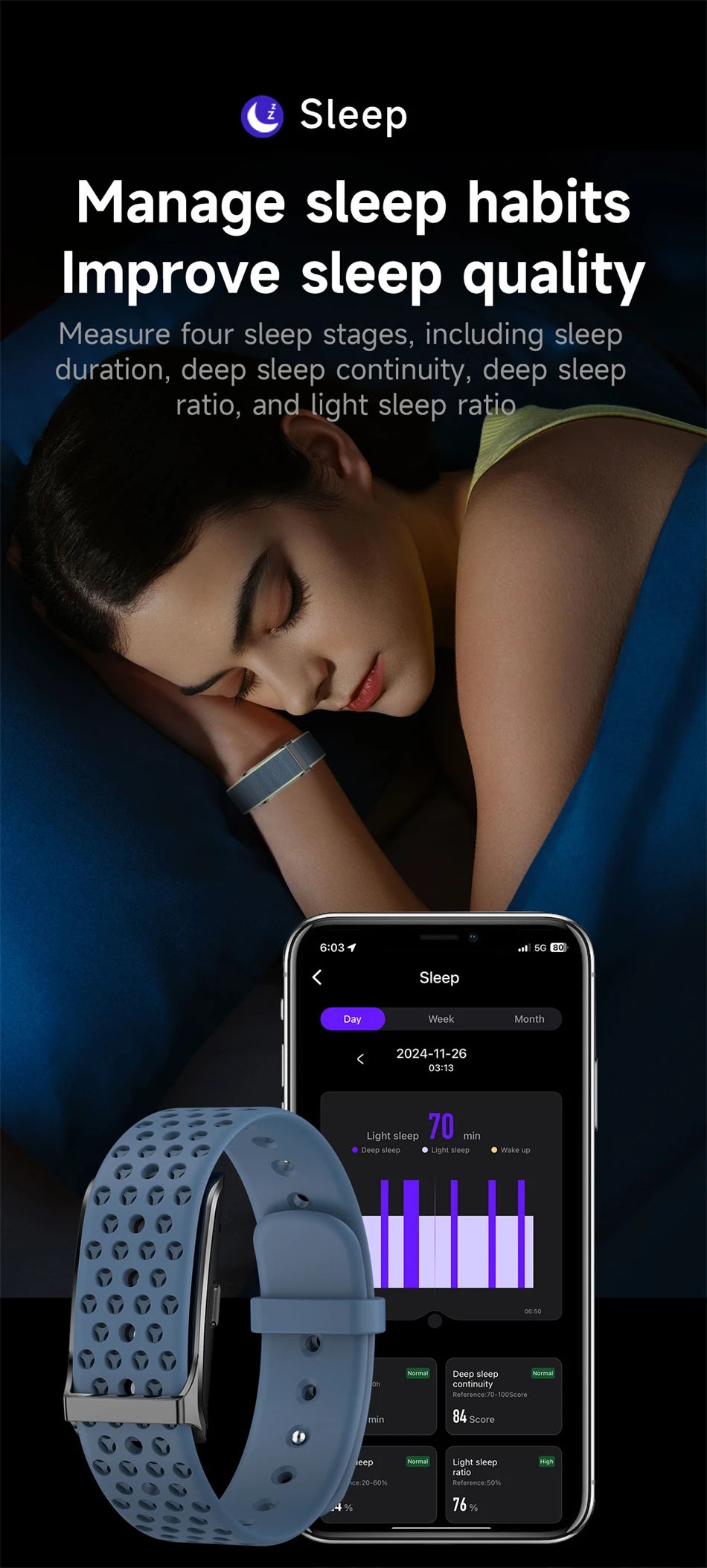 LIGE Smartwatch ohne Display Herren Herzfrequenz Blutdruck Gesundheitsmonitor Armband Smart Armreif Sport Fitness Damen Smartwatch