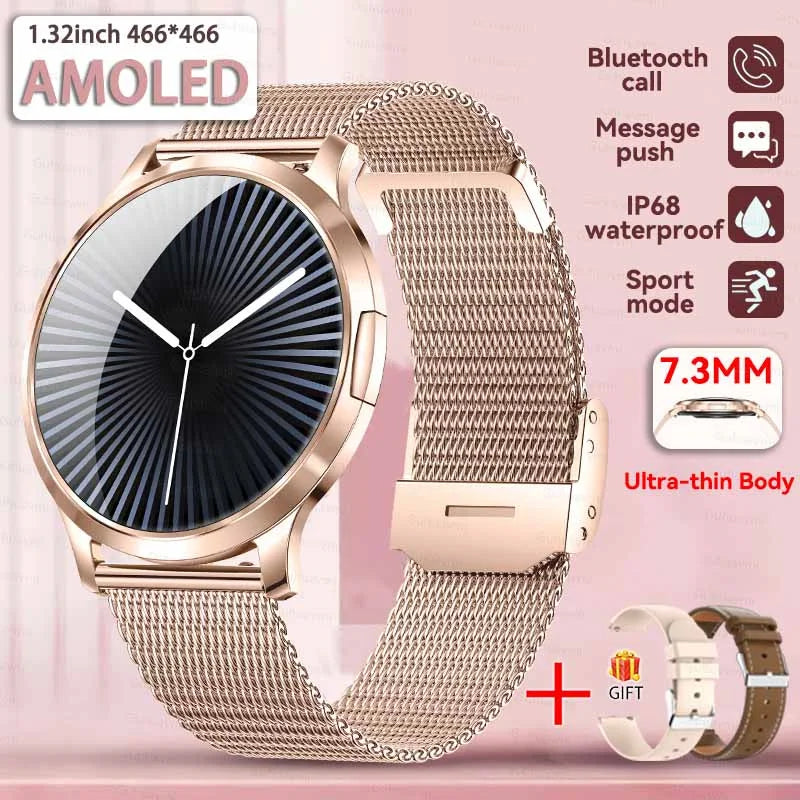2025 NEW Smart Watch Women 1.32"AMOLED Sport Fitness Bracelet Custom Dial Watches Men Heart Rate  Bluetooth Call lady Smartwatch