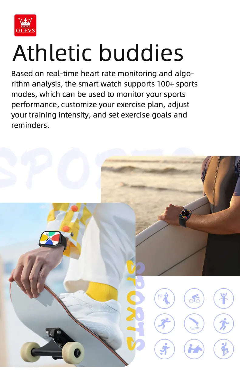 OLEVS 8206 Smartwatch Original Marke 2,01 Zoll Full Touchscreen Sport Fitness Bluetooth Smartwatch Kompatibel Android iOS