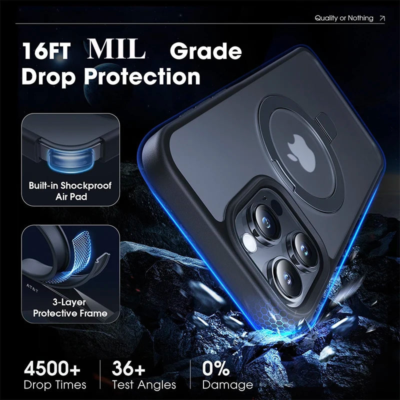 Durchsichtige magnetische Handyhülle mit Ring-Ständer für iPhone 16 15 14 Pro Max Plus 13 12 11 Handyhüllen Slim Cover