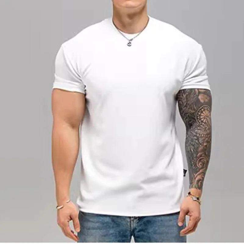 280g Heavy T-shirt Fabric Shoulder Pads With Large Anti-wrinkle Quick Drying Fitness Wear Sports Short Sleeve T-shirt For Men