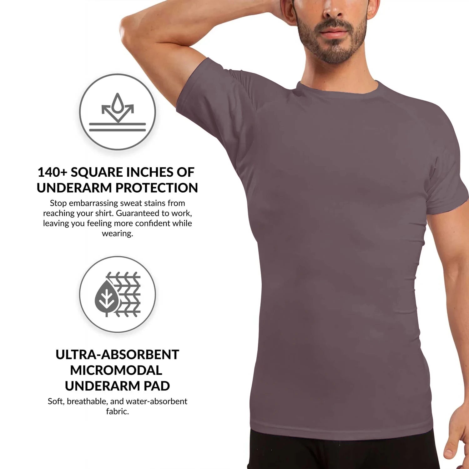 Herren Modal Schweißdicht Anti Gegen Achselschweiß Beständige Fitness Herren T-Shirts