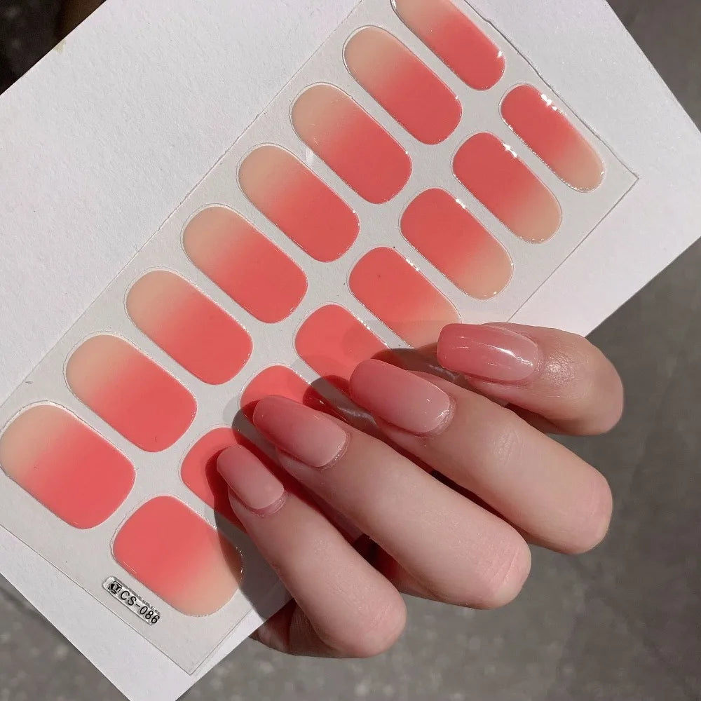 Semi-cured Gel-Nagelsticker, einfarbig, halbgebackene Nagelspitzen, vollständige Aufkleber, UV-Lampe erforderlich