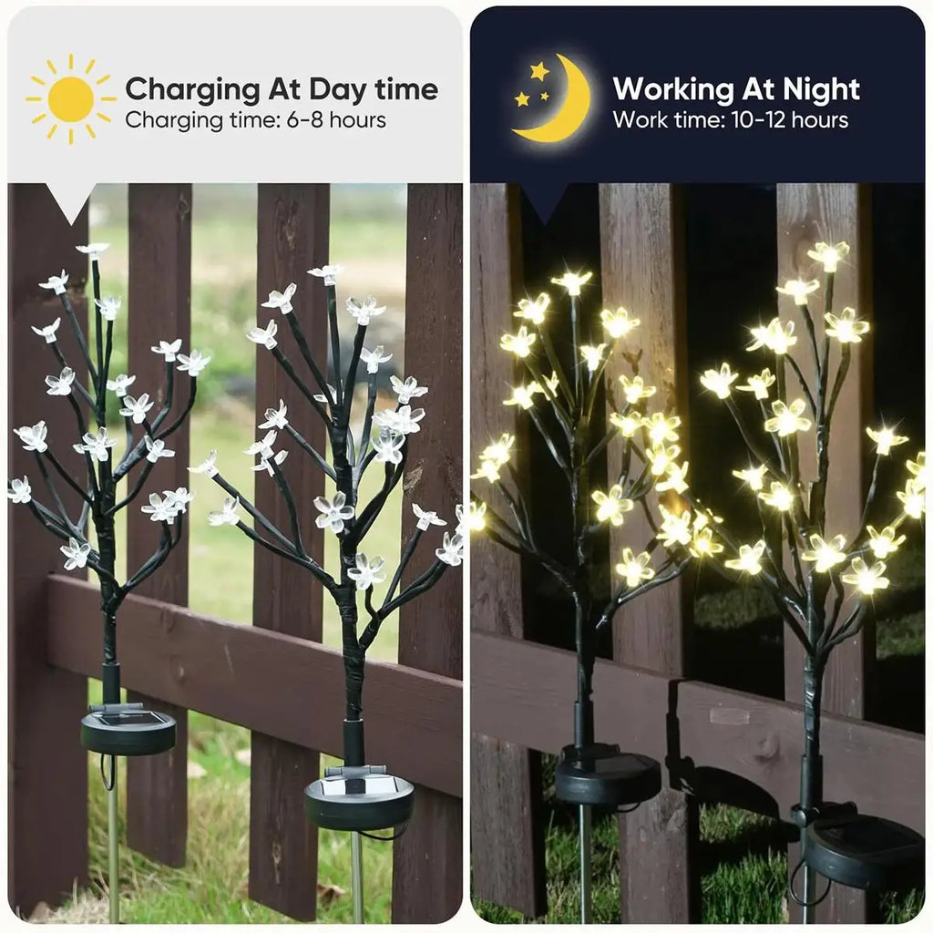 Solar Kirschblüten-Bodenlampe Wasserdichte Gartenlampe mit Solarenergie LED-Leuchten Landschaftsblume Außenatmosphäre Wegbeleuchtung