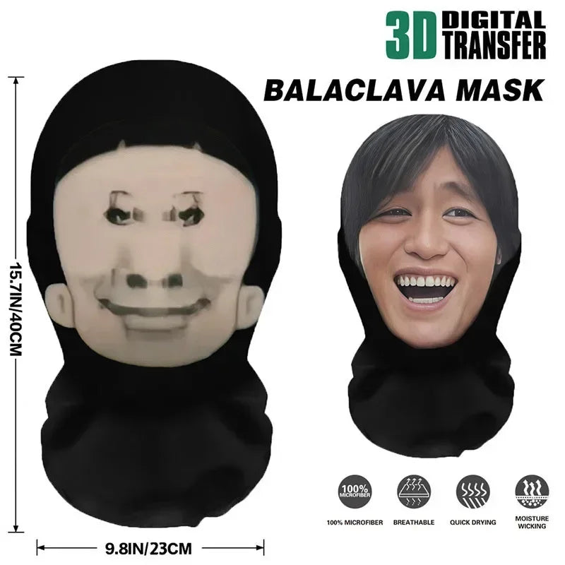 Máscara divertida con patrón 3D realista, malla elástica, máscara facial completa para hombres y mujeres, tocado de cosplay de Halloween, capucha traviesa, accesorio de cosplay para fiestas