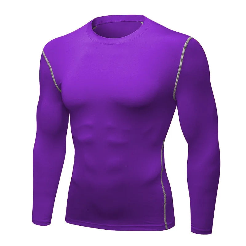 Herren Kompressions-Laufshirt, Trainings-Jogging-Shirts, Fitnessstudio-Sportbekleidung, eng anliegendes Langarm-Sport-T-Shirt, schnelltrocknende Kleidung