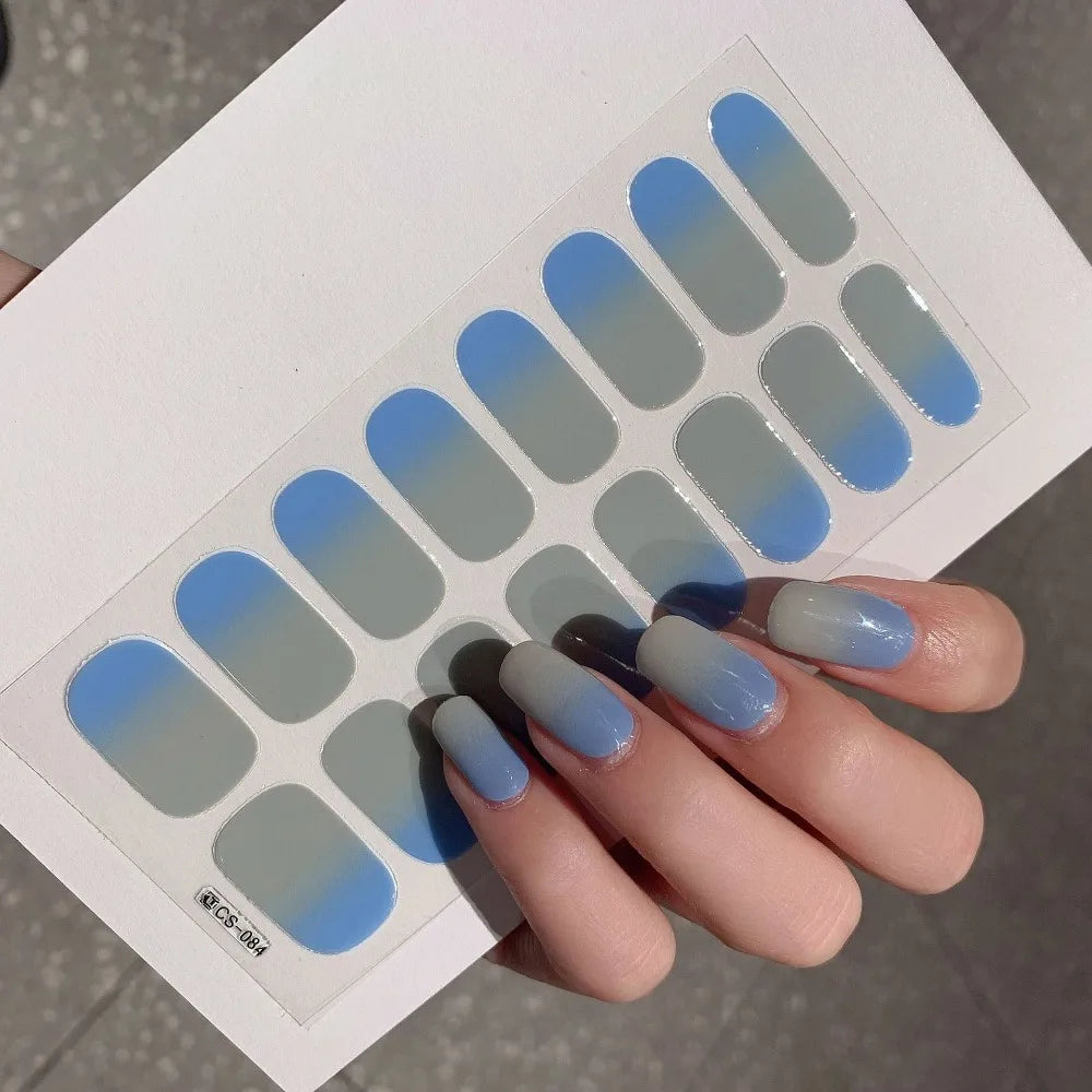 Semi-cured Gel-Nagelsticker, einfarbig, halbgebackene Nagelspitzen, vollständige Aufkleber, UV-Lampe erforderlich
