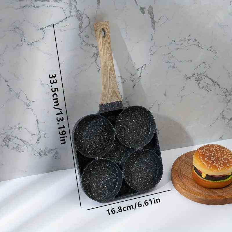 1 St. Medizinisches Stein-Omelett-Topf mit vier Löchern, antihaftbeschichteter Haushaltstopf mit flachem Boden für Eierknödel, Frühstücks-Ei-Burger-Bratpfanne