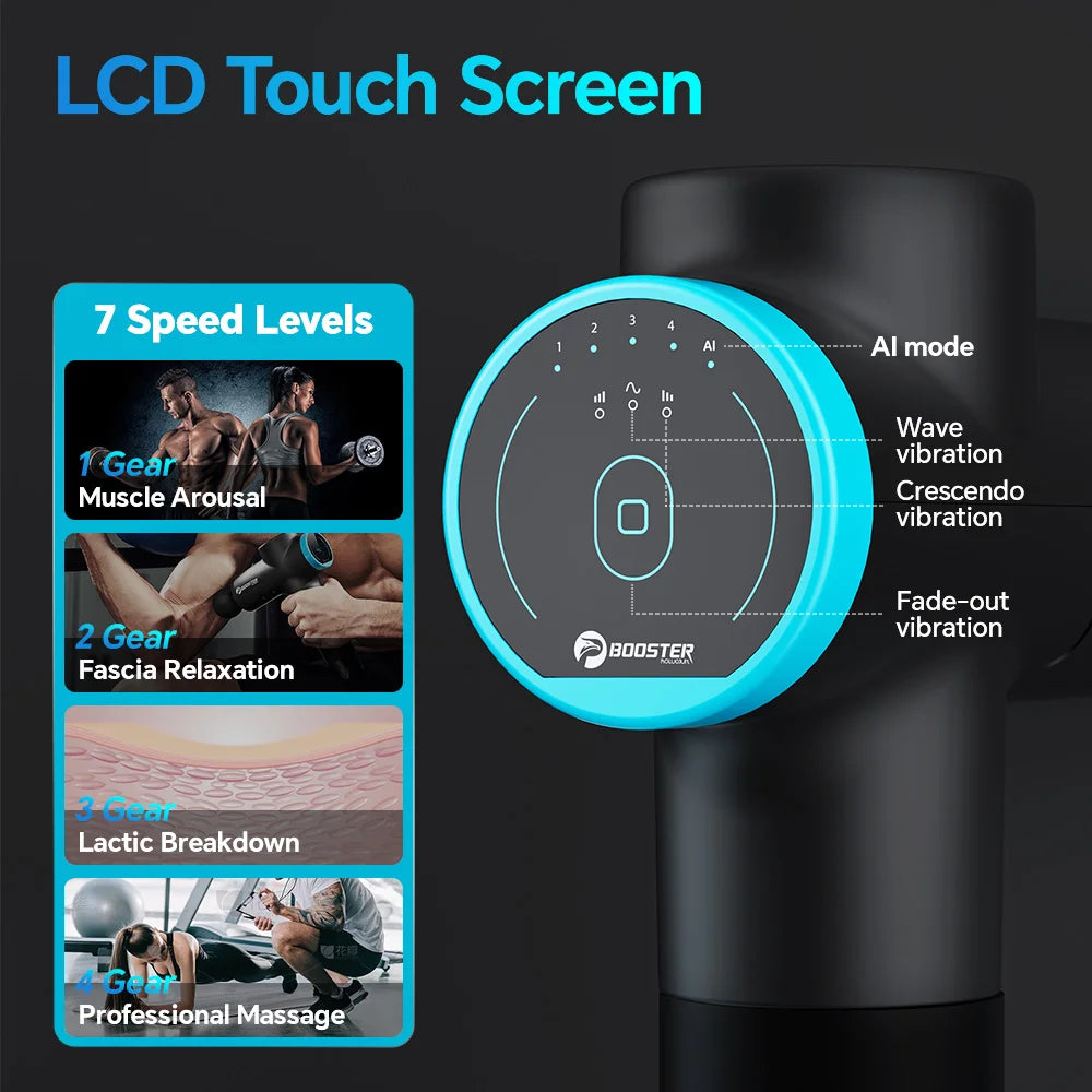 BOOSTER M2-12V LCD Display Massagepistole Professioneller Tiefenmuskelmasseur Körperentspannung Faszienpistole Fitness