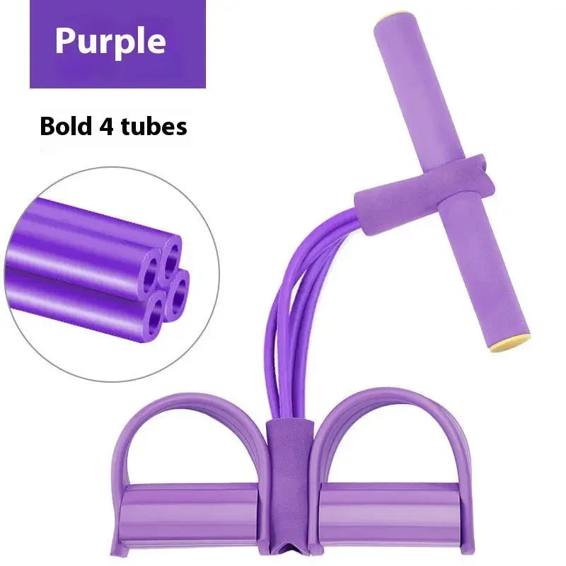1PCS Multifunktions-Spannseil mit 4 Röhren, elastischer Yoga-Pedal-Puller-Widerstandsband, Naturkautschuk-Spannseil Fitnessgeräte